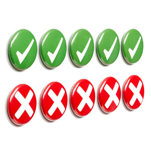 10 Magnetbuttons: 5 Haken & 5 Kreuze ø 2,5cm