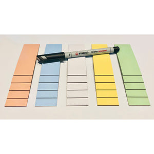25 beschreibbare Magnetstreifen 80 x 20mm oder 100 x 30mm in verschiedenen Farben inkl. Stabilo Stift