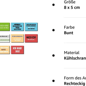 GRAFBURG - 10 Magnete für Kühlschrank mit lustigen Sprüchen 80 x 50 mm | MS-02 | Kühlschrankmagnet | Deko | Geschenk | Spruch Witzig | Cool | Geschenkidee | Für Kühlschrank und Whiteboards