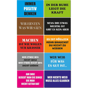 SMILEYBOARD - Motivationskarten Magnet-Set - 10 Sprüche für Erfolg/Selbstbewusstsein/Motivation - 80 x 50mm