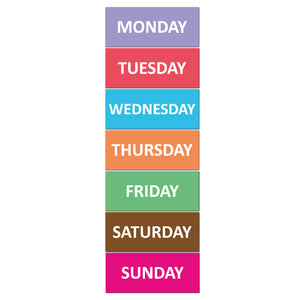 SMILEYBOARD - 7 magnetische Wochentage - 10cm breit und 4cm hoch - Deutsch / Englisch / Französisch
