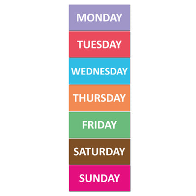 SMILEYBOARD - 7 magnetische Wochentage - 10cm breit und 4cm hoch - Deutsch / Englisch / Französisch