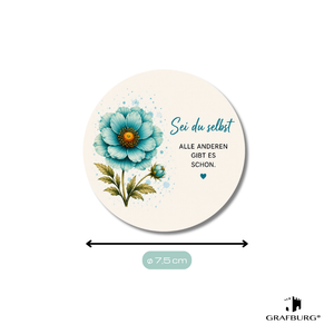 6er Set Kühlschrankmagnete mit Sprüchen & Blumen (Ø 7,5 cm) – Große runde Magnete mit Motivation & Inspiration – Dekoration für Kühlschrank, Magnettafel & Büro – Geschenk für Frauen & Freunde