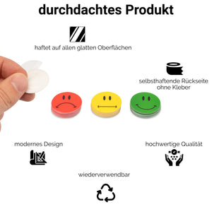SMILEYBOARD® - 30 BUNTE FEEDBACK AUFKLEBER > WIEDERVERWENDBAR > DURCHMESSER 3CM