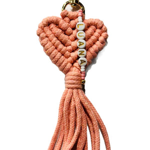 GRAFBURG Makramee Herz Anhänger personalisiert – Schlüsselanhänger mit Wunschname